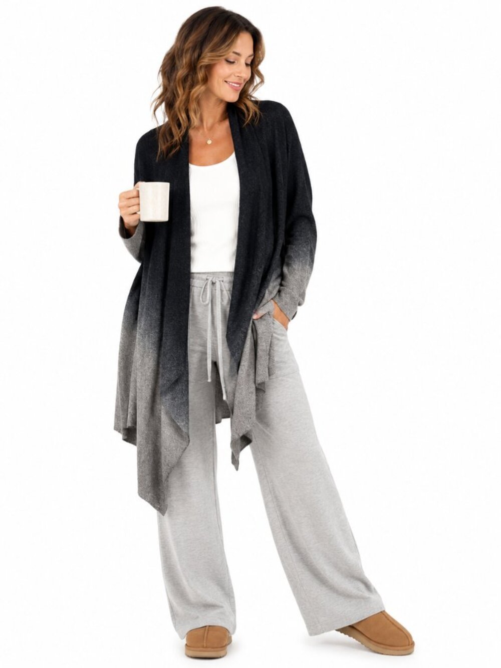 Barefoot Dreams CozyChic Lite Ombre Cardigan Women's‎ 3X Waterfall Drape Cozy